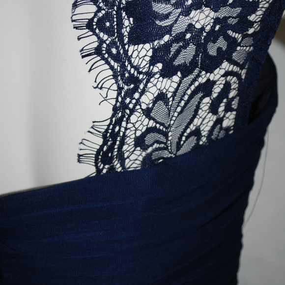 Long Navy Lace Cutout Chiffon Maternity Dress NWT - Picture 11 of 12